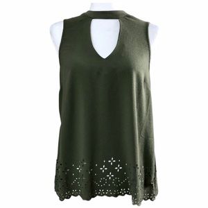 BOBEAU Laser Cut Out Sleeveless Top NWT